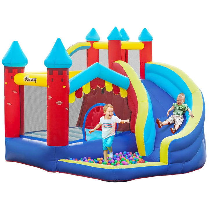 Outsunny 4 in 1 Inflatable Bounce House Kids Bounce Castle Include Trampoline