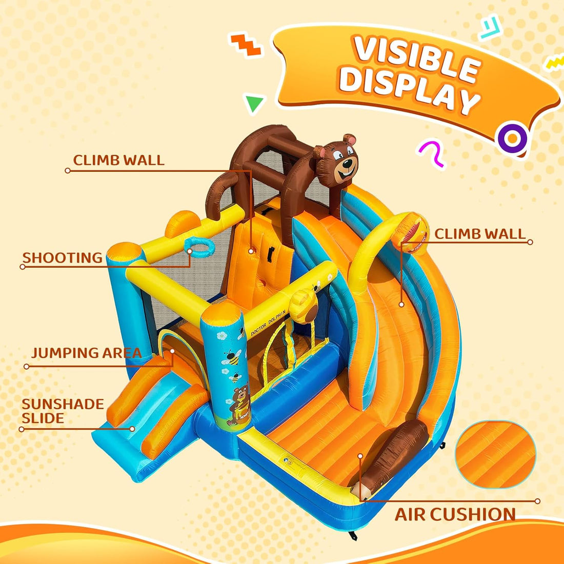 Inflatable Bounce House for Kids Fun, Double Slide Jumping Inflatable Bouncer