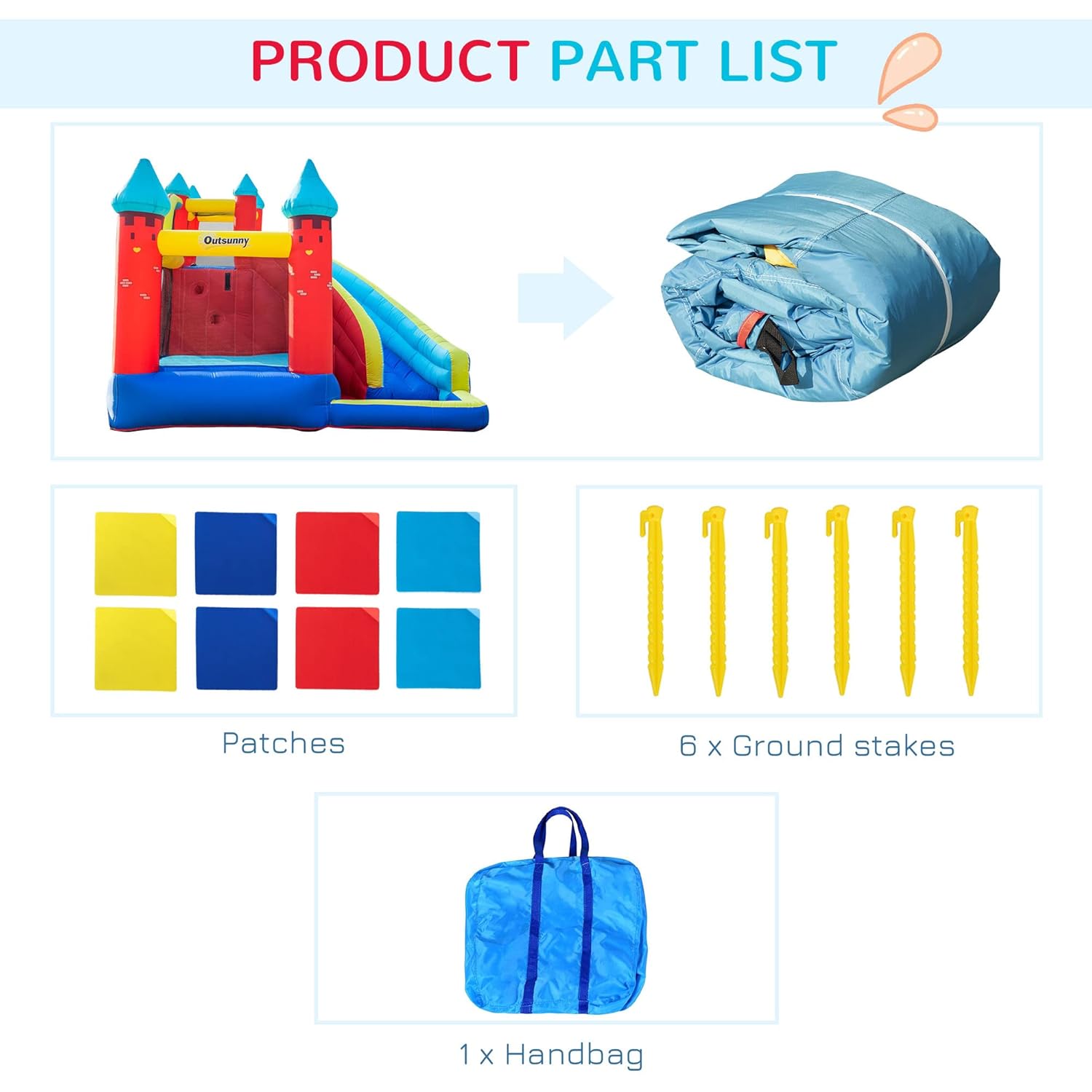 Outsunny 4 in 1 Inflatable Bounce House Kids Bounce Castle Include Trampoline