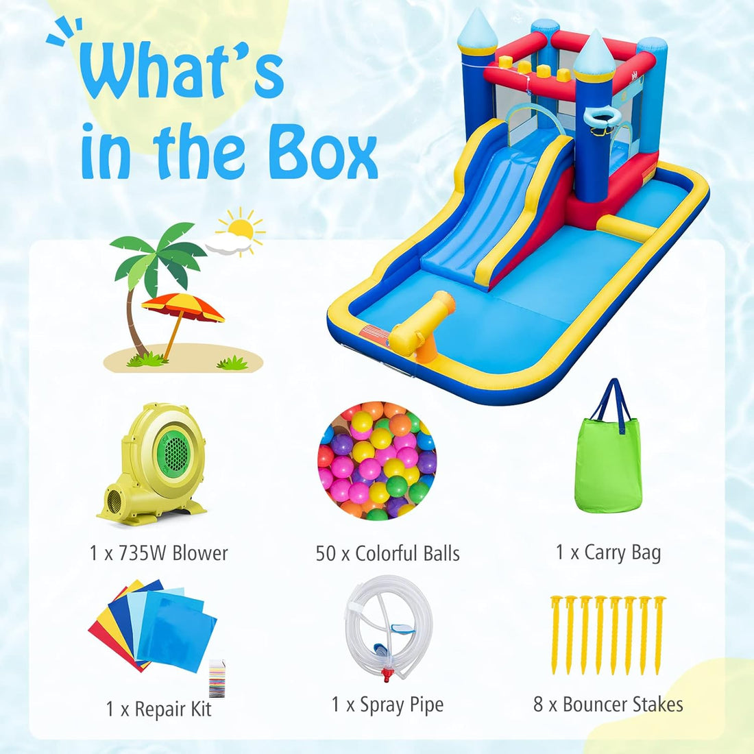 nflatable Water Slide, Giant Water Bounce House & Water Park for Kids Backyard