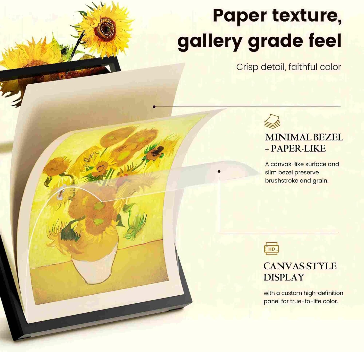 Gallery T2 30" 2K Digital Picture Frame with 2.1 Hi-Fi Bluetooth Speaker, Paper-Like Anti‑Glare Display & Dynamic Lyrics