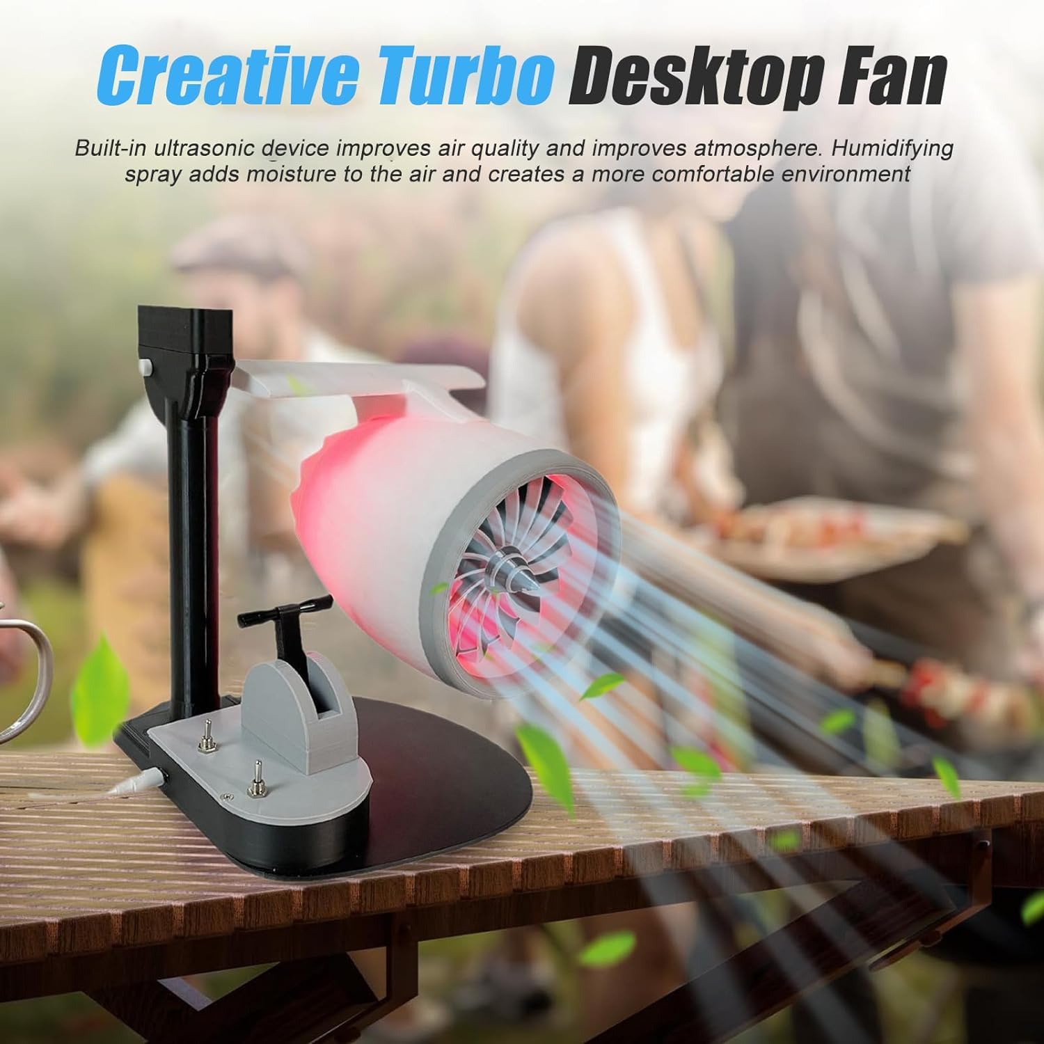 Jet Engine Fan Turbofan Desktop Decoration - Adjustable Speed Turbo Jet Fan with Humidifying Spray