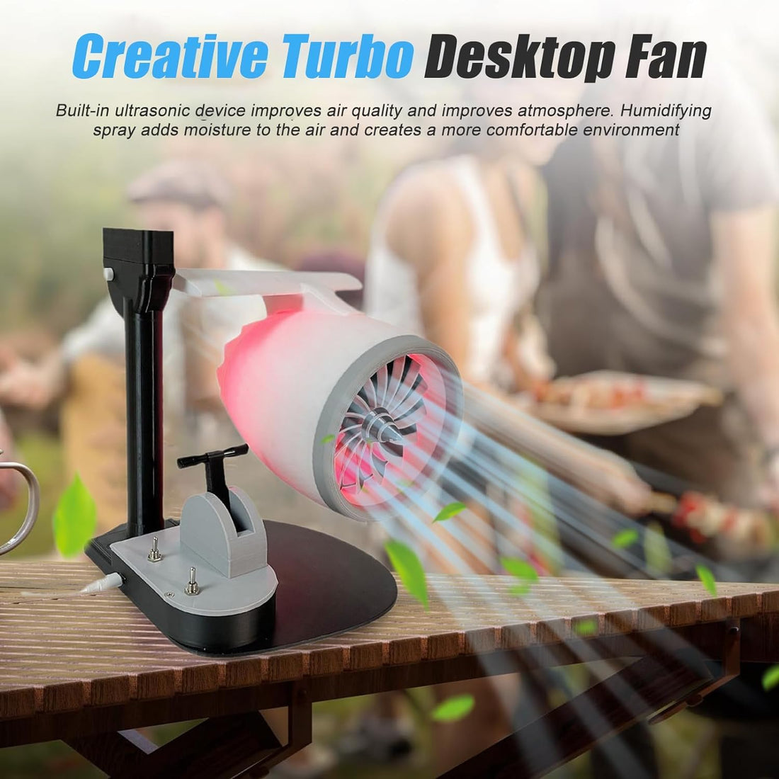 Jet Engine Fan Turbofan Desktop Decoration - Adjustable Speed Turbo Jet Fan with Humidifying Spray