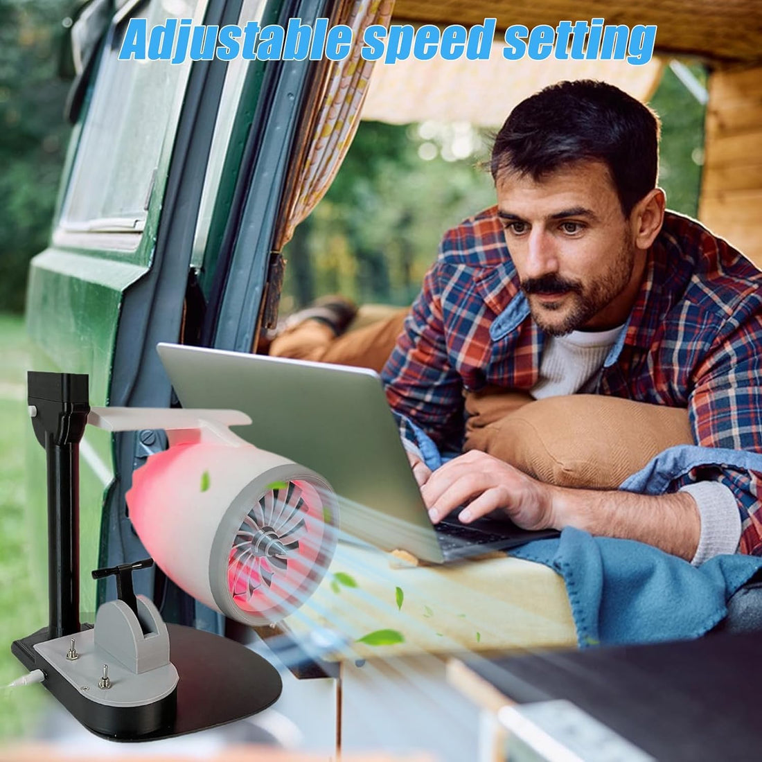 Jet Engine Fan Turbofan Desktop Decoration - Adjustable Speed Turbo Jet Fan with Humidifying Spray