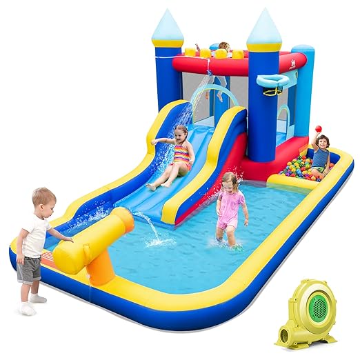 nflatable Water Slide, Giant Water Bounce House & Water Park for Kids Backyard