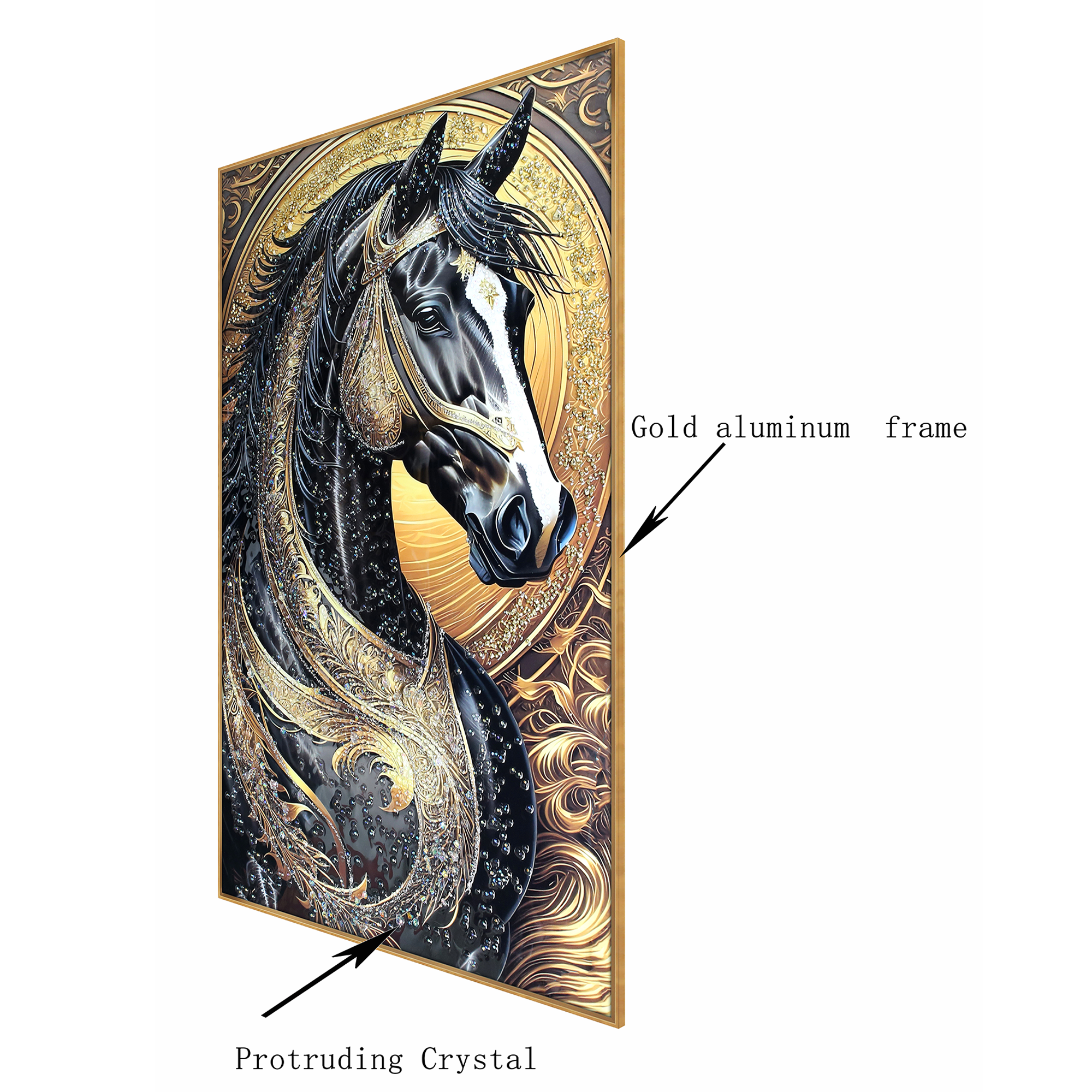 Luminous Equine Tapestry Crystal Glass Decorative Wall Painting for Home Decor & Wall Decoration Items