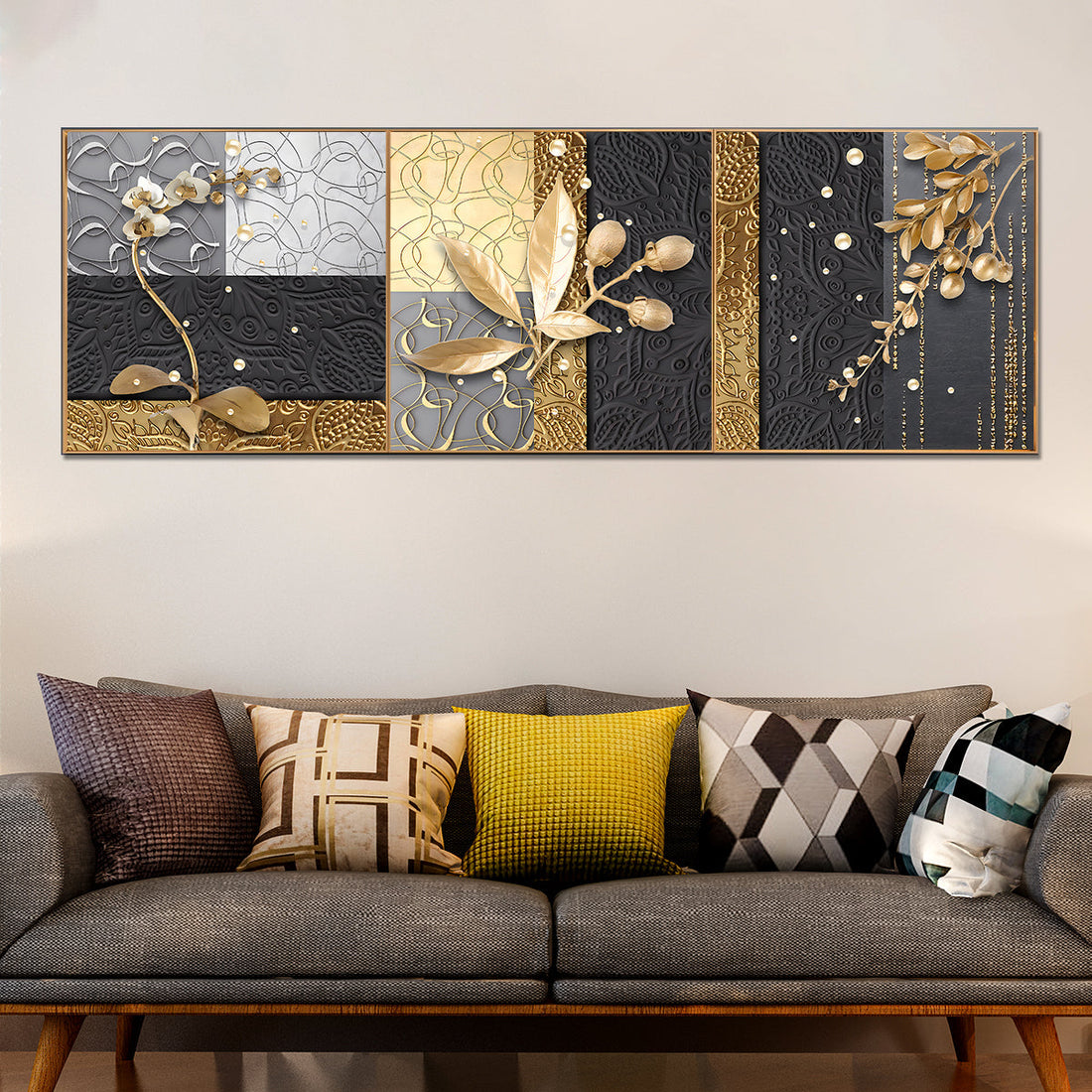 Serenity in Gold Canvas paintings - Set Of 3