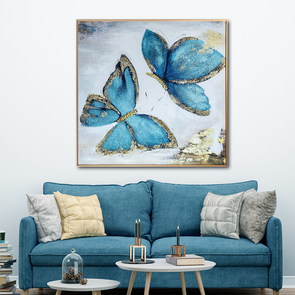 The Butterfly Habitat Framed Crystal Glass Decorative Colorful Wall Painting for Home Wall