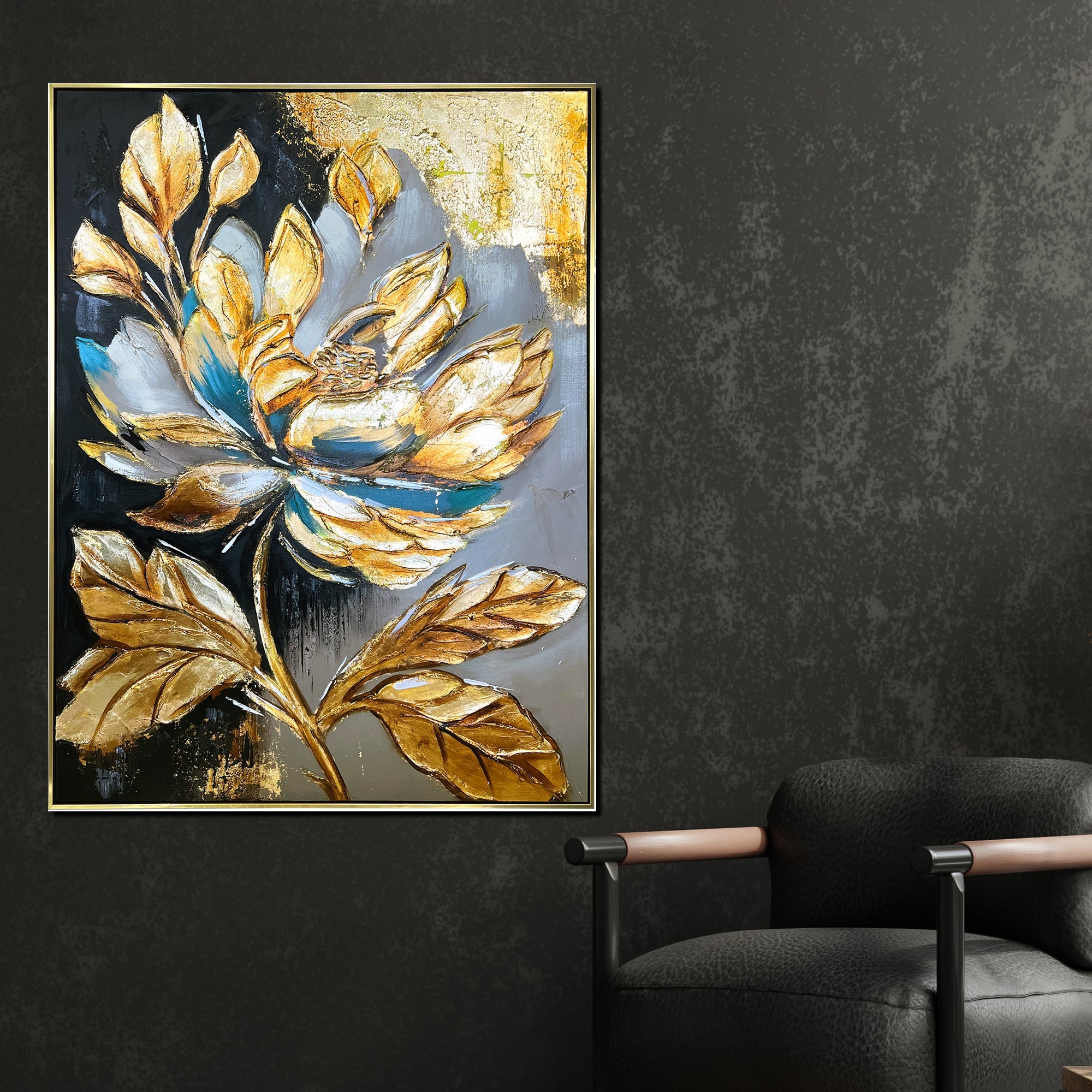 Luminous Blossom 100% Hand Painted Painting for Wall Art Paintings & Wall Decor Item (With outer Floater Frame)