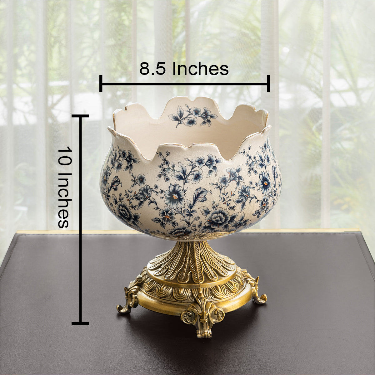 Blue Garden Crown Decorative Ceramic Vase & Items for Room Decoration