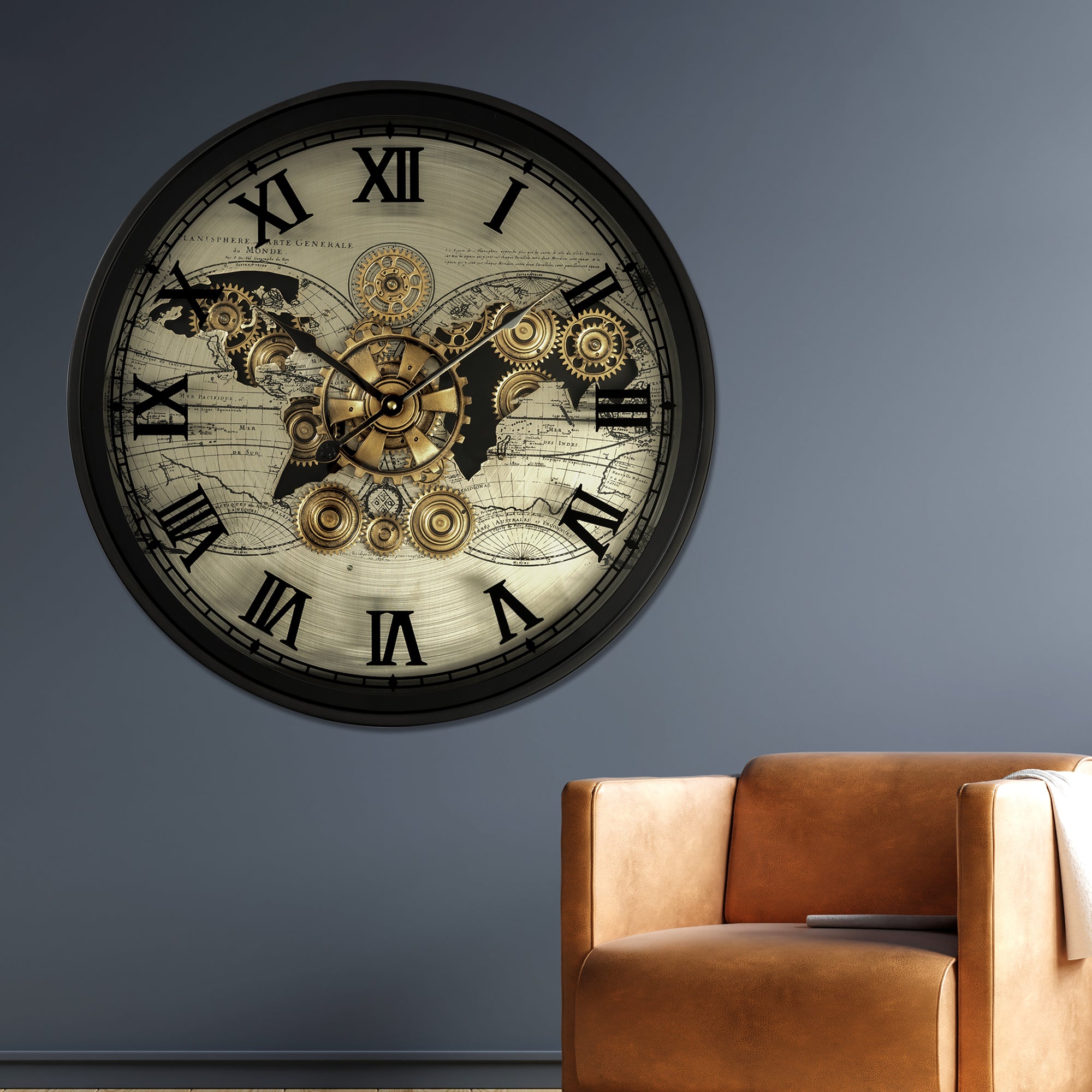 Moment Maker Luxury Designer Wall Clock With Moving Gear Mechanism Buy Wall Clock Online - Big (Steel Body)