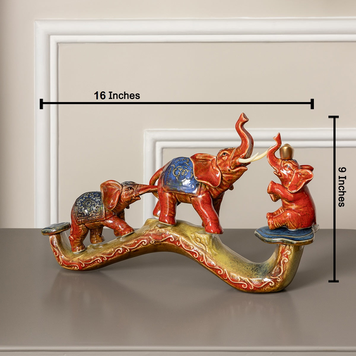 Elephant Joy Bridge Ceramic Decorative showpiece & Items for Room Decoration
