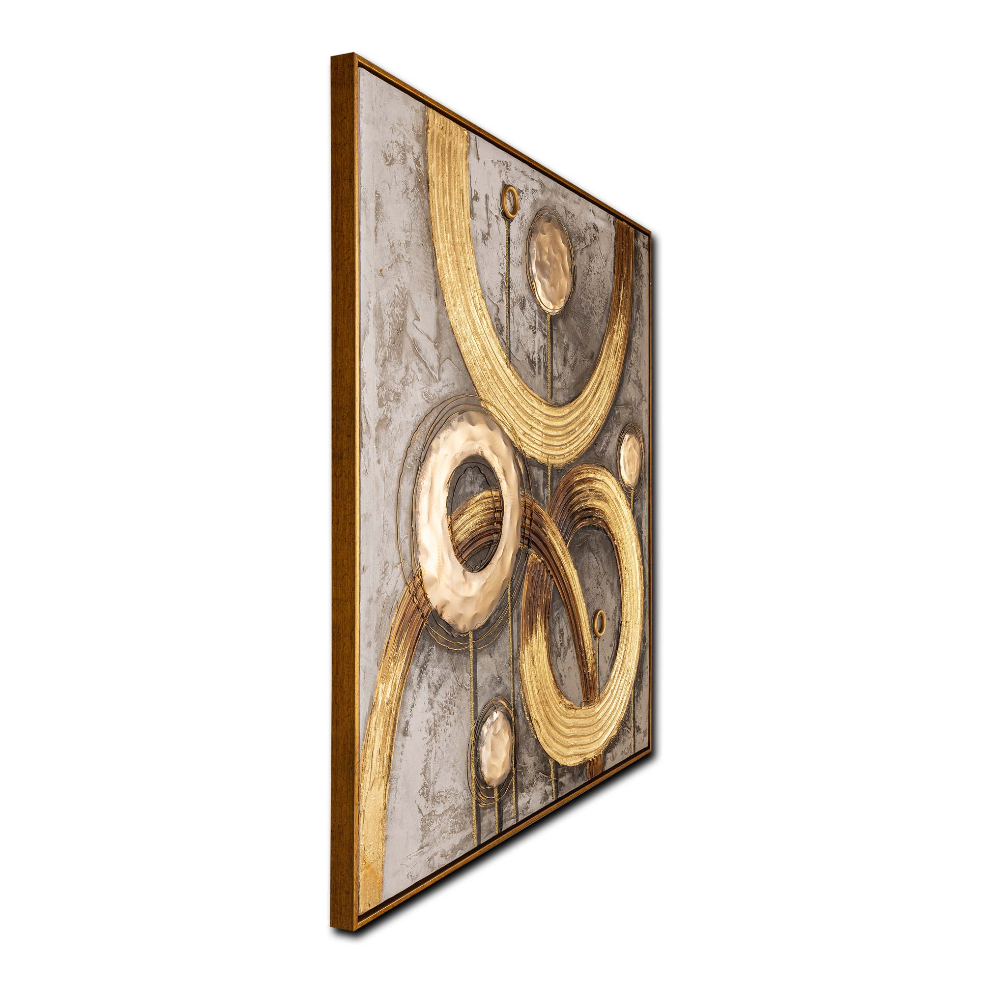 Circles of Gold The Abstract Elegance 100% Hand Painted  Decorative Wall Painting Bedroom