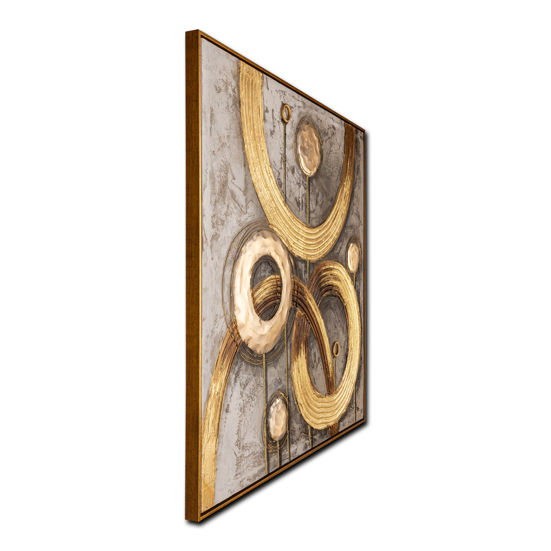 Circles of Gold The Abstract Elegance 100% Hand Painted  Decorative Wall Painting Bedroom