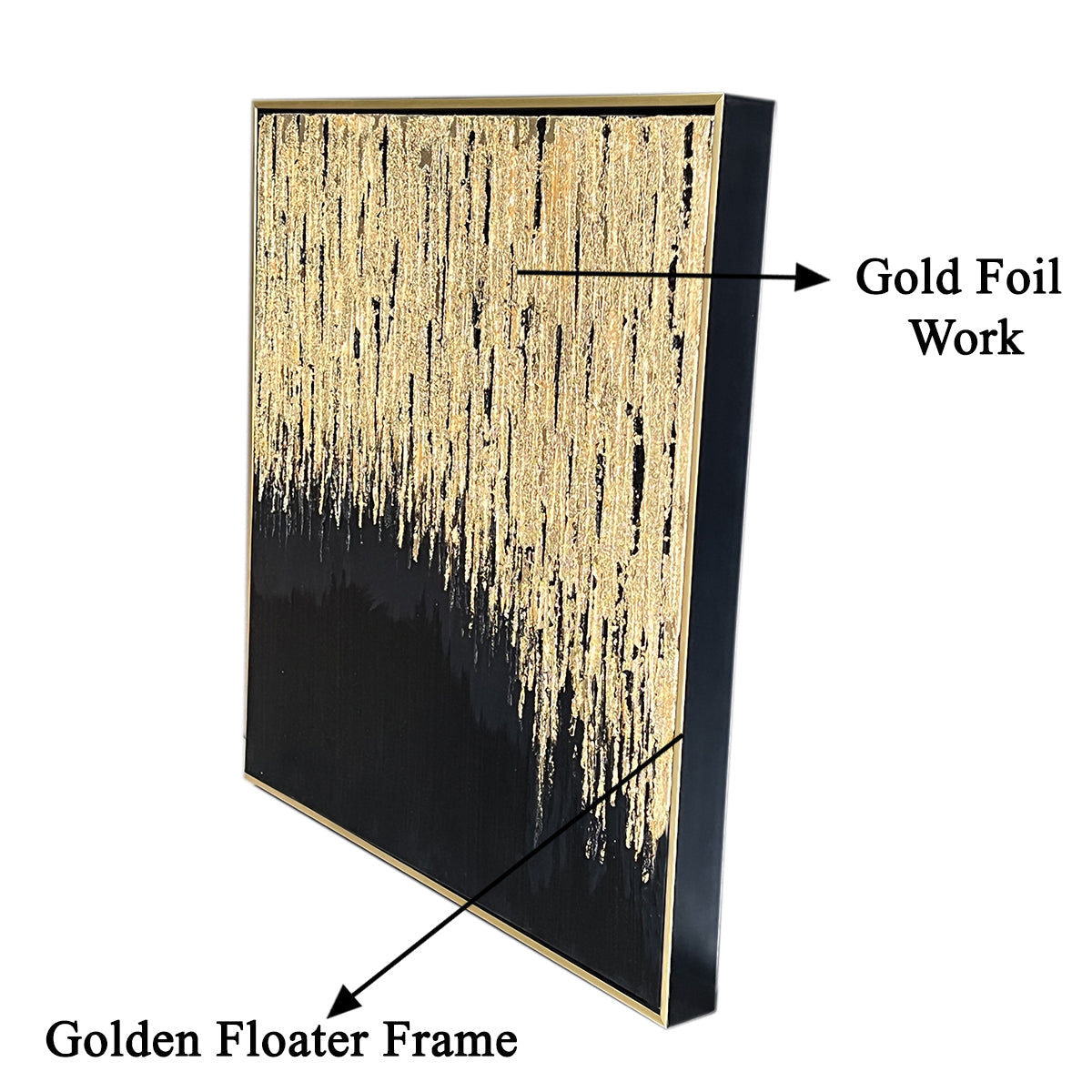 Golden Inspiration  100% Hand Painted Wall Art Paintings (With outer Floater Frame) (24 x 24 Inches)