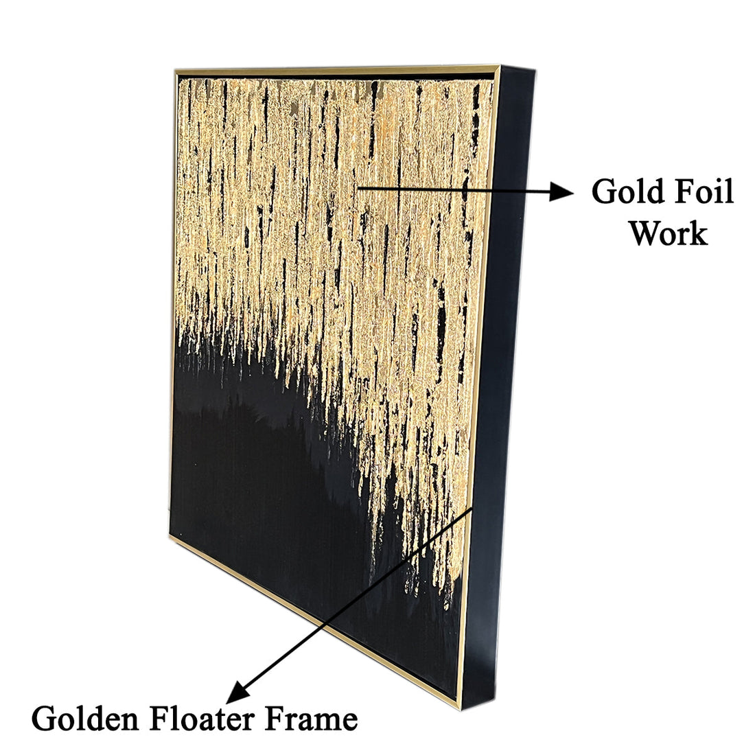 Golden Inspiration  100% Hand Painted Wall Art Paintings (With outer Floater Frame) (24 x 24 Inches)