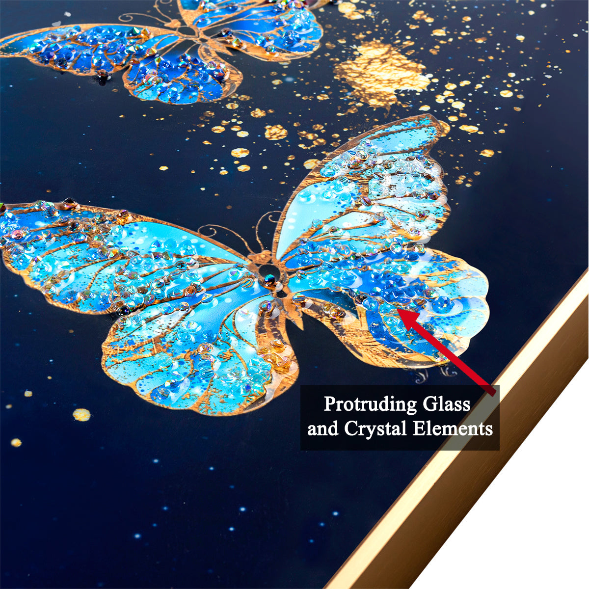 The Dance of Butterflies Framed Crystal Glass Decorative Wall Painting Bedroom