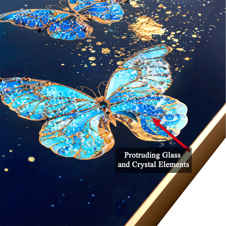 The Dance of Butterflies Framed Crystal Glass Decorative Wall Painting Bedroom