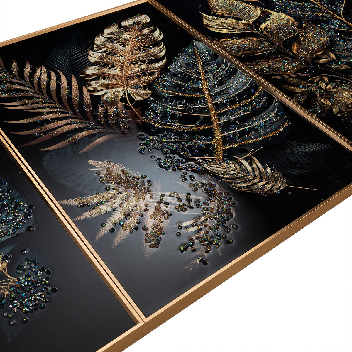 Gilded Nature Crystal Glass Painting - Set of 3