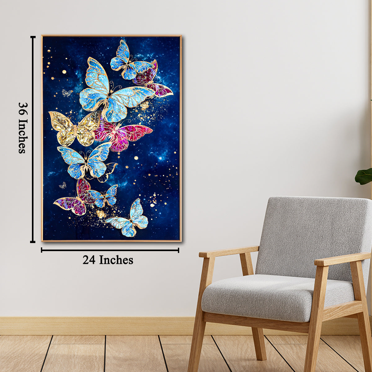 The Dance of Butterflies Framed Crystal Glass Decorative Wall Painting Bedroom