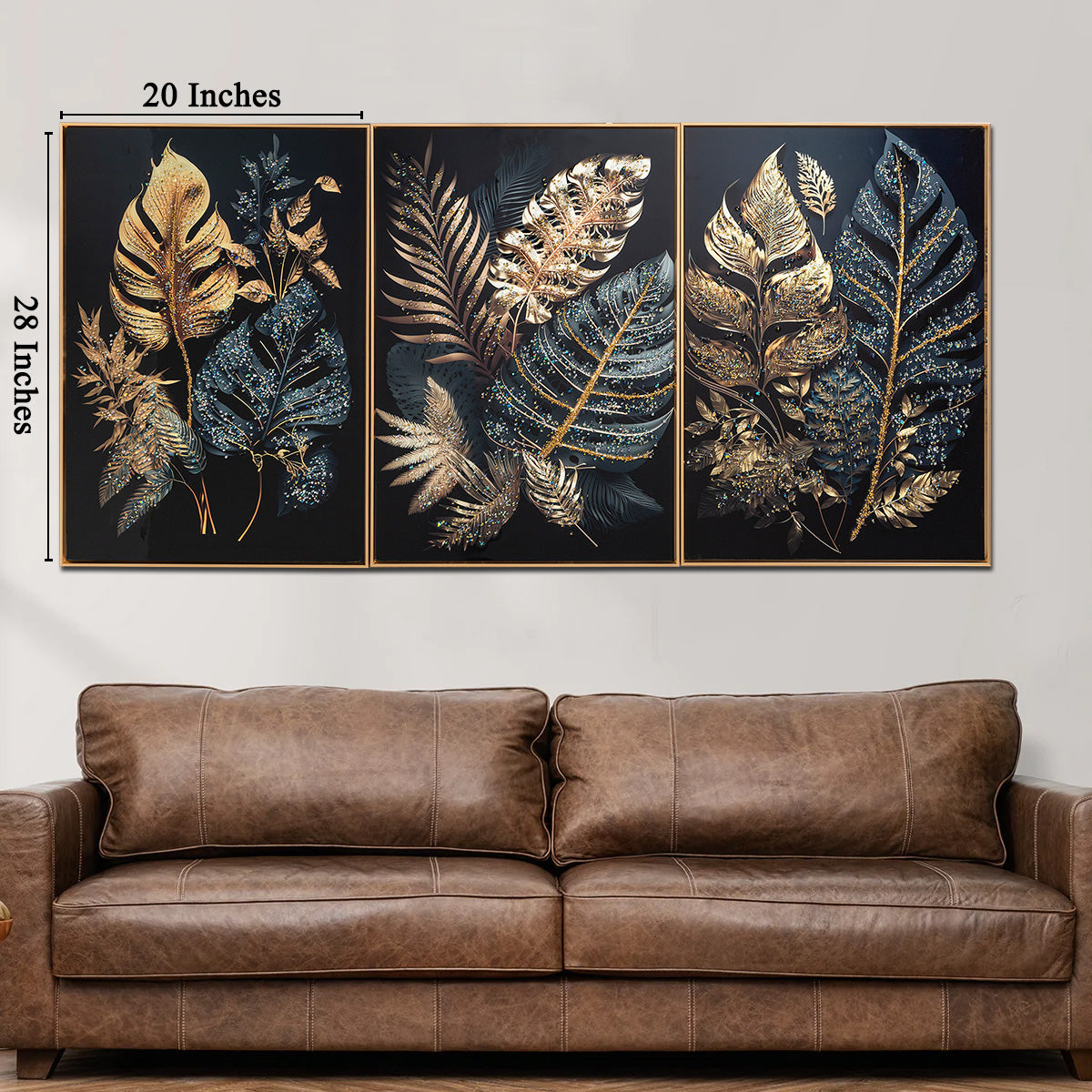 Gilded Nature Crystal Glass Painting - Set of 3