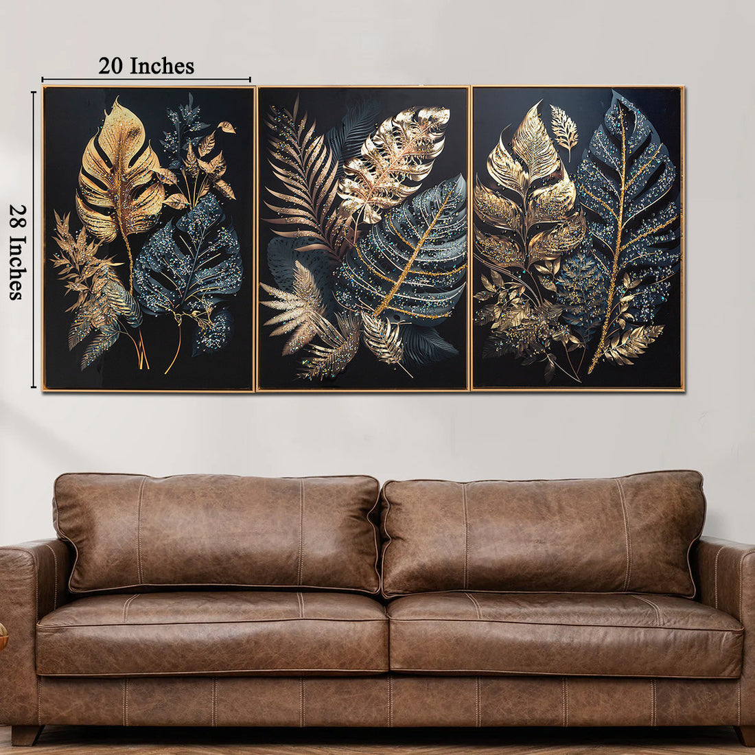 Gilded Nature Crystal Glass Painting - Set of 3