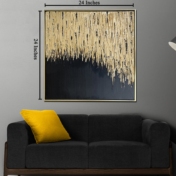 Golden Inspiration  100% Hand Painted Wall Art Paintings (With outer Floater Frame) (24 x 24 Inches)