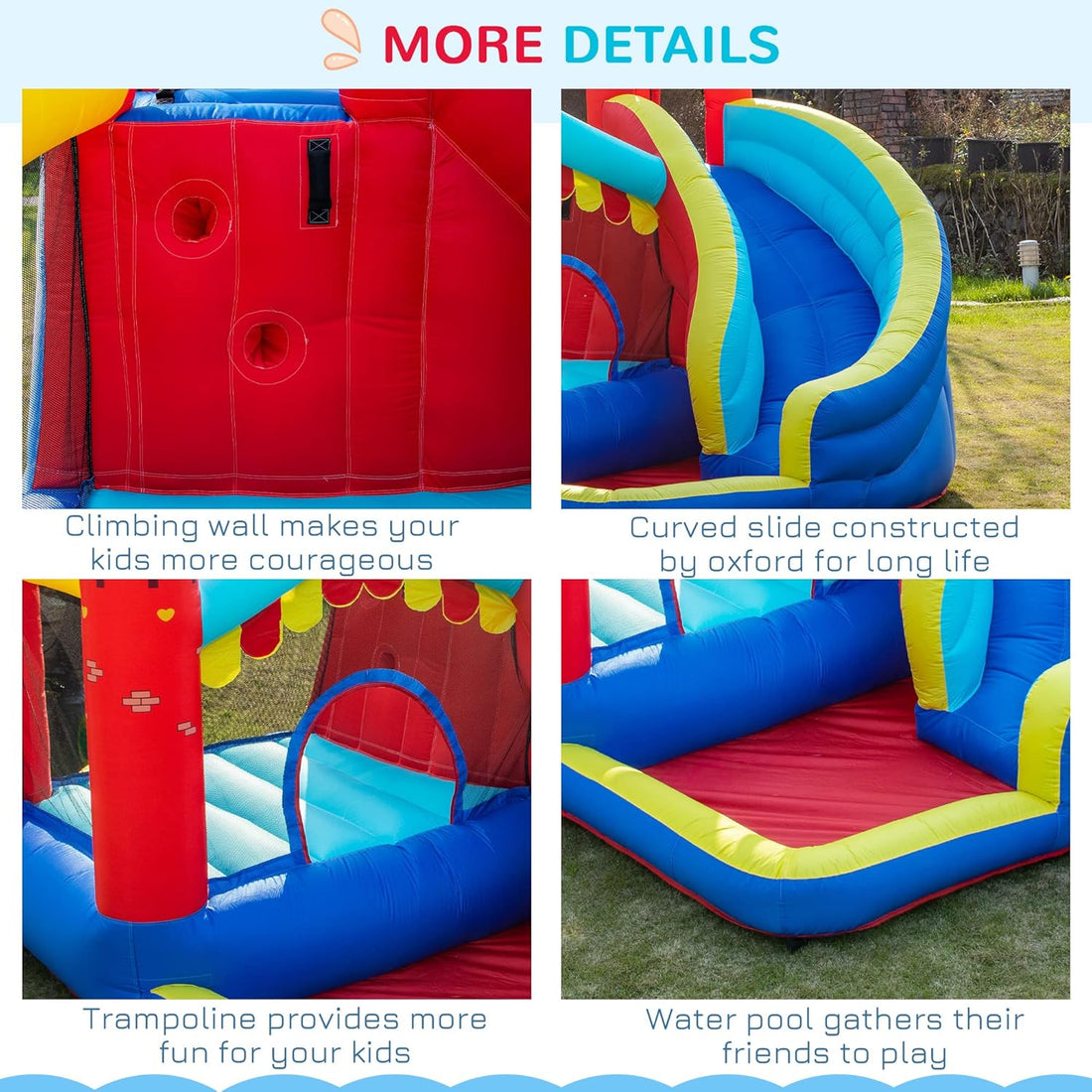 Outsunny 4 in 1 Inflatable Bounce House Kids Bounce Castle Include Trampoline