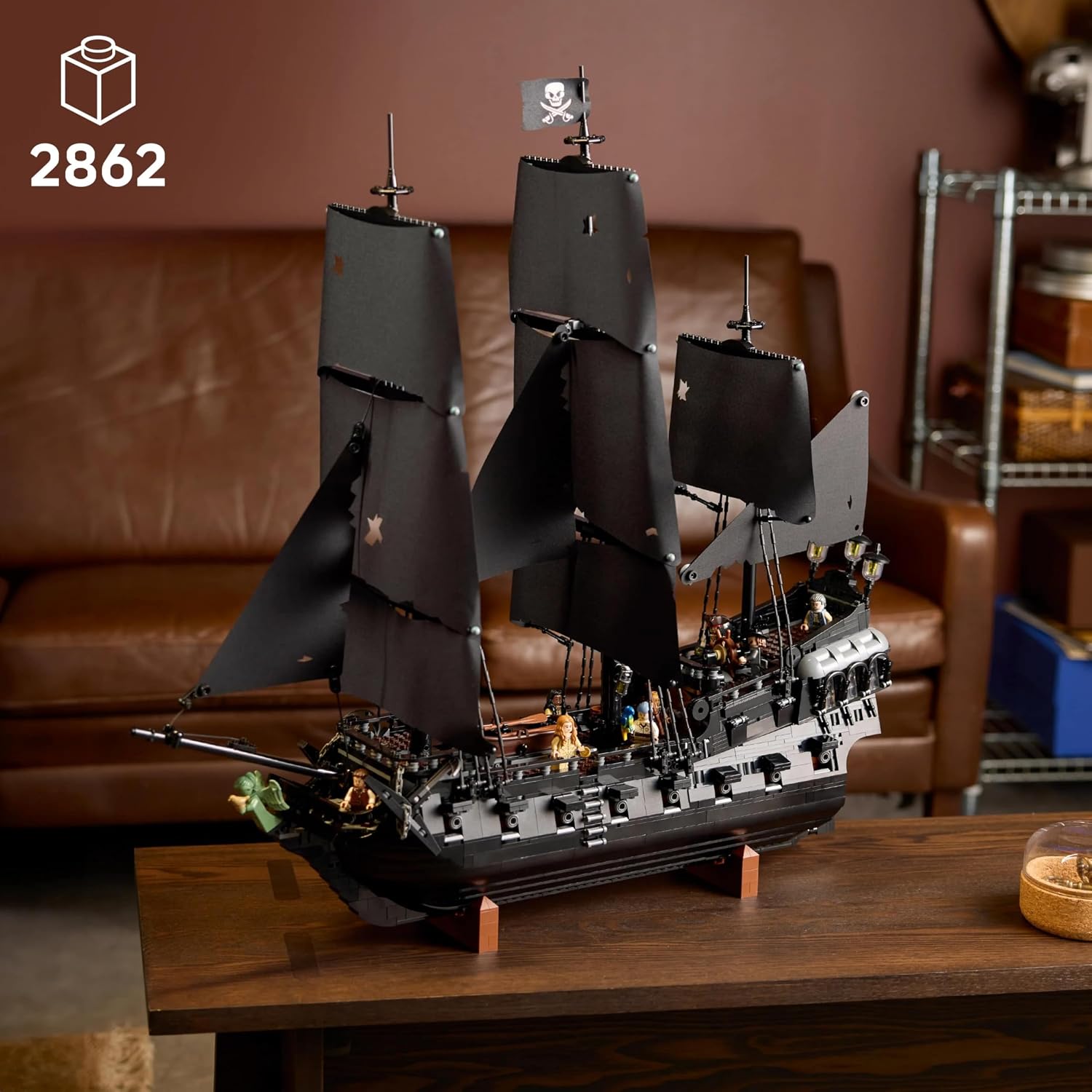 LEGO Captain Jack Sparrow’s Pirate Ship Model With Premium Wood Frame