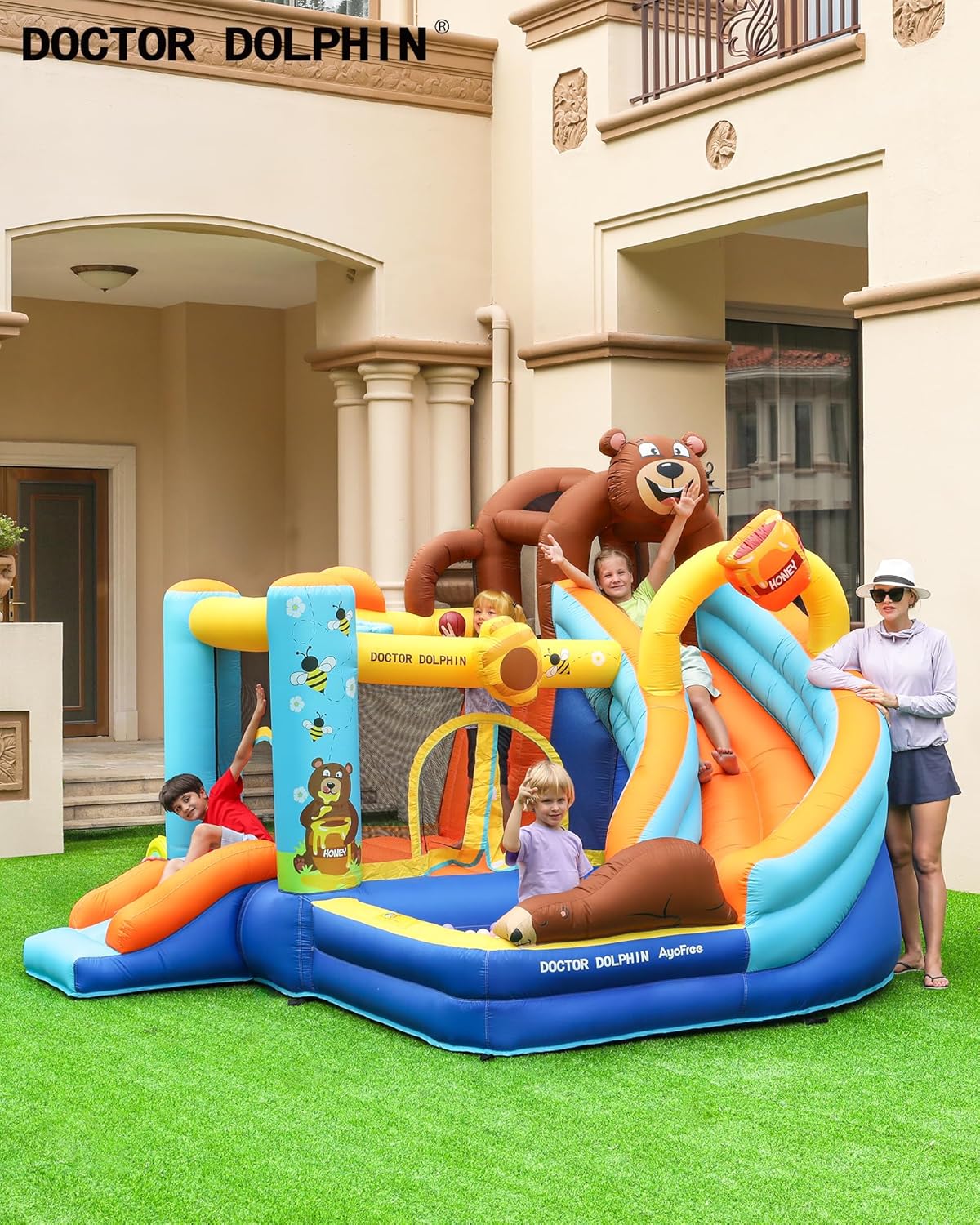Inflatable Bounce House for Kids Fun, Double Slide Jumping Inflatable Bouncer