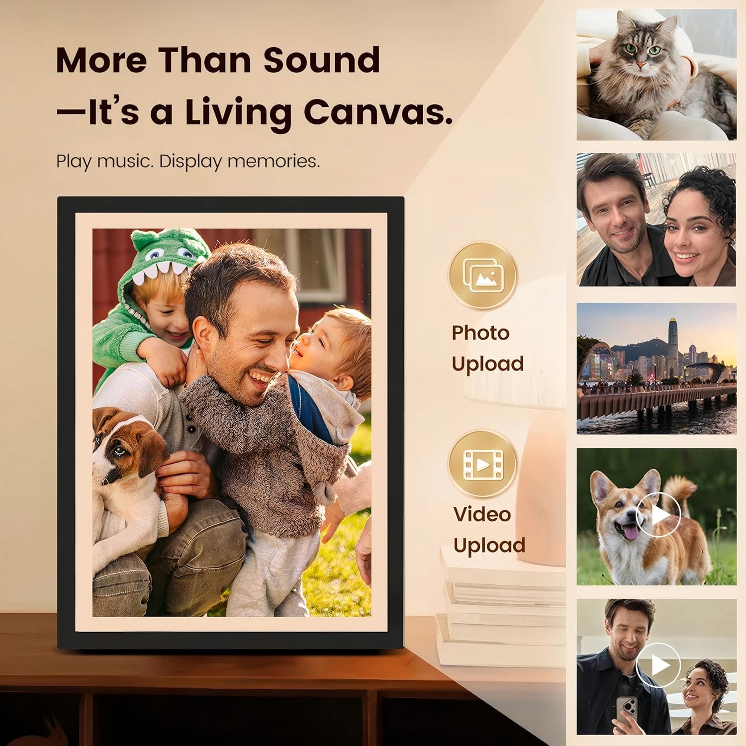 Gallery T2 30" 2K Digital Picture Frame with 2.1 Hi-Fi Bluetooth Speaker, Paper-Like Anti‑Glare Display & Dynamic Lyrics