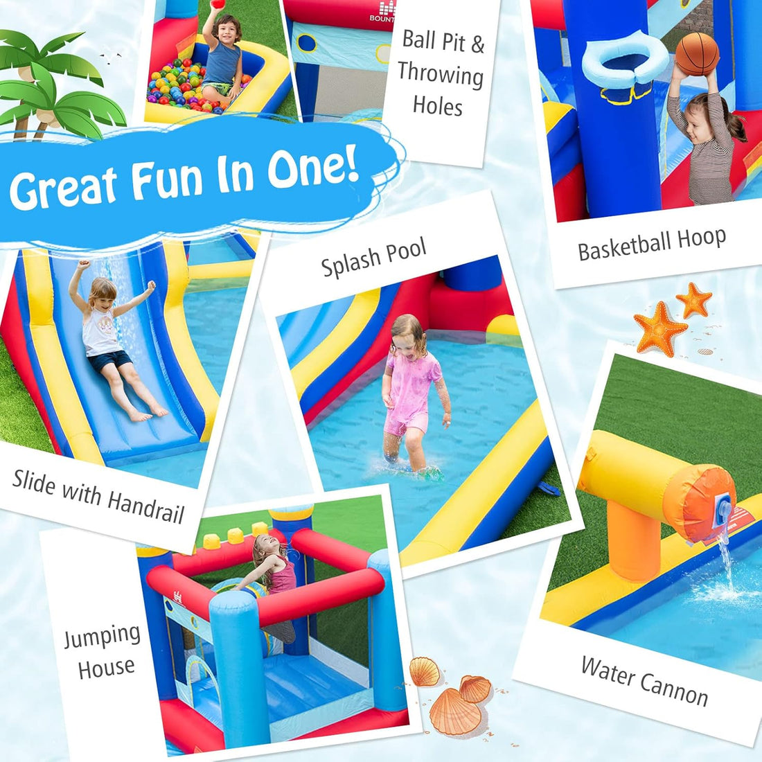 nflatable Water Slide, Giant Water Bounce House & Water Park for Kids Backyard