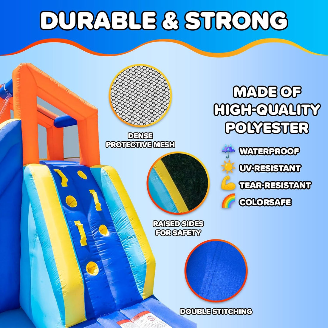 Big Wave II Large Outdoor Inflatable Water Slide with Climbing Wall & Splash Pool