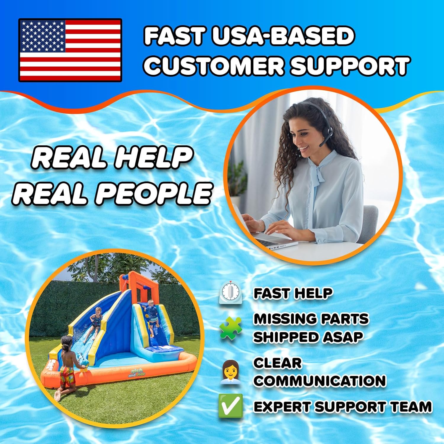 Big Wave II Large Outdoor Inflatable Water Slide with Climbing Wall & Splash Pool