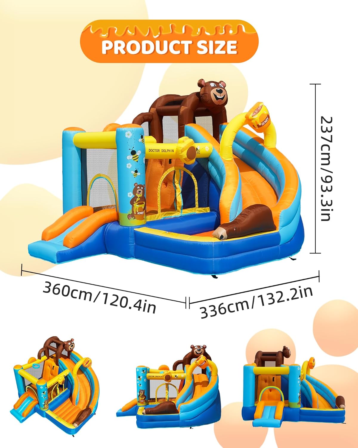 Inflatable Bounce House for Kids Fun, Double Slide Jumping Inflatable Bouncer