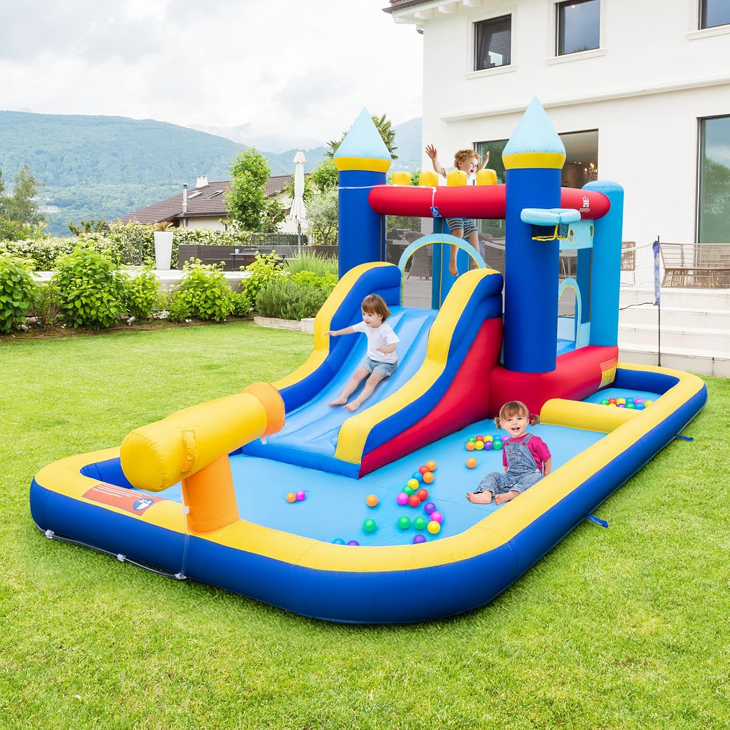 nflatable Water Slide, Giant Water Bounce House & Water Park for Kids Backyard
