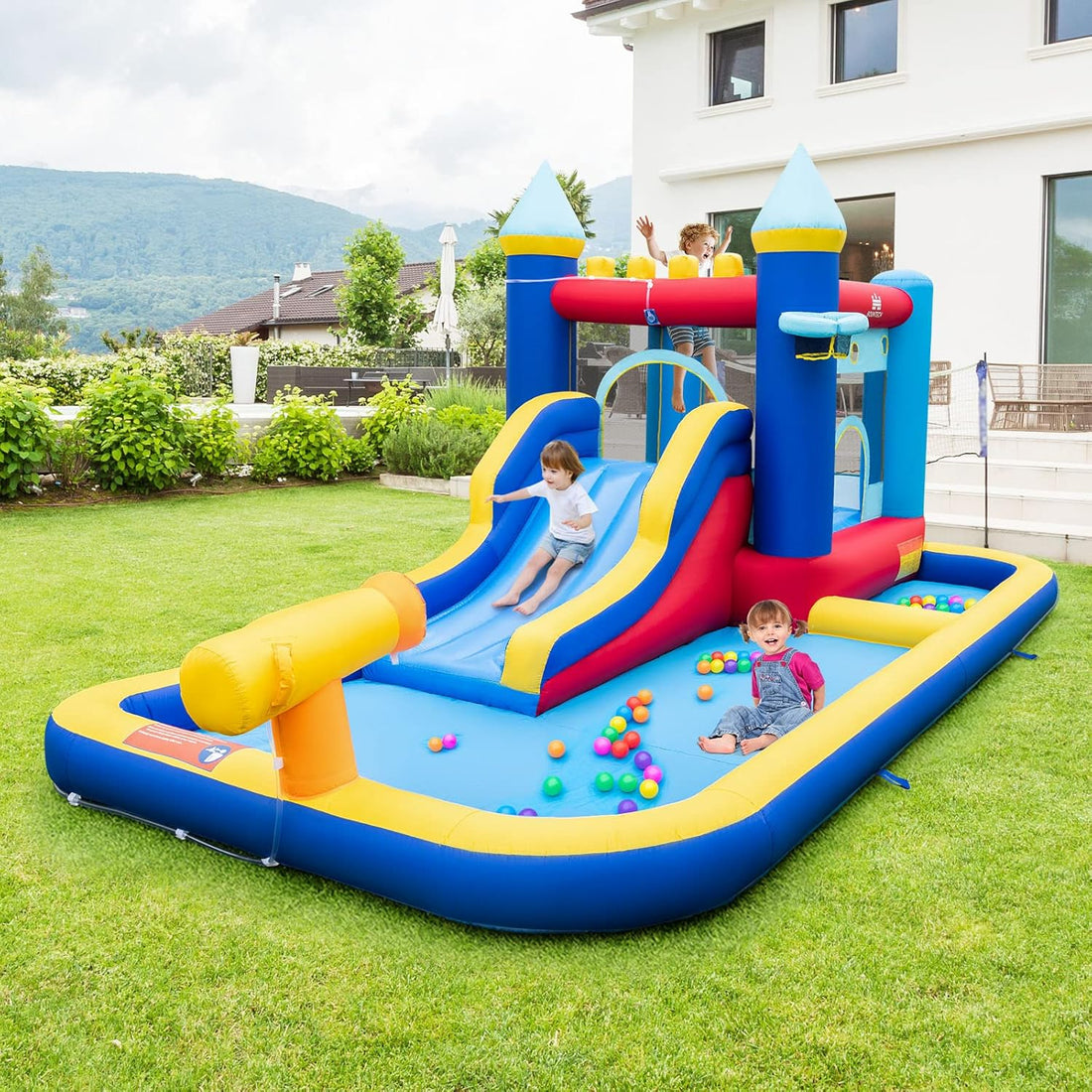 nflatable Water Slide, Giant Water Bounce House & Water Park for Kids Backyard