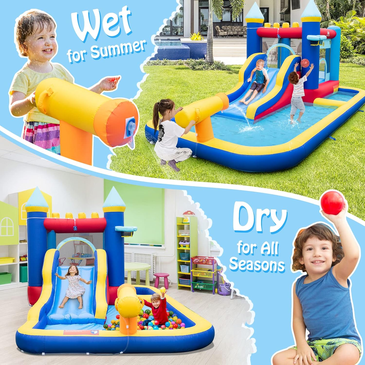 nflatable Water Slide, Giant Water Bounce House & Water Park for Kids Backyard