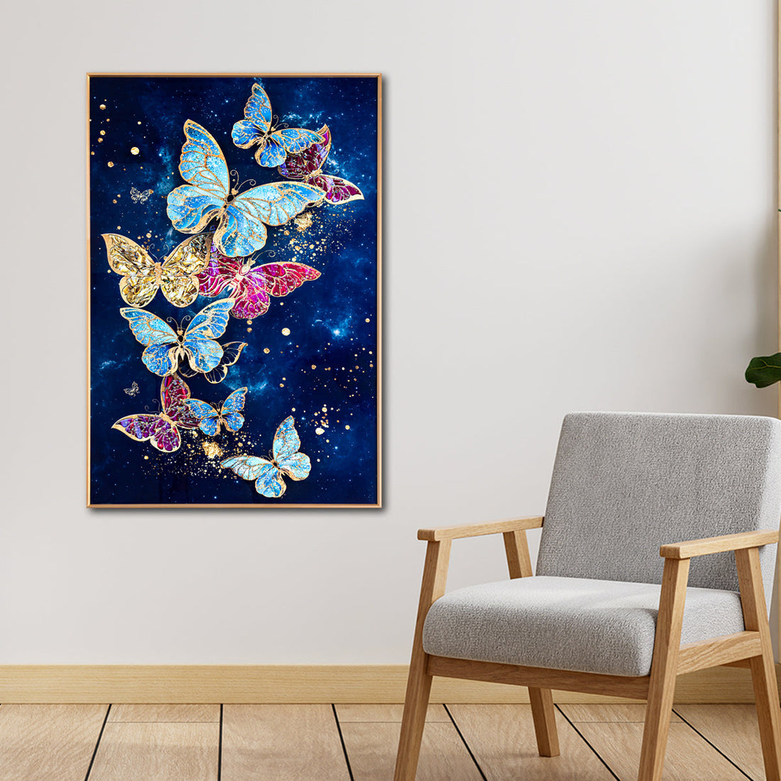 The Dance of Butterflies Framed Crystal Glass Decorative Wall Painting Bedroom