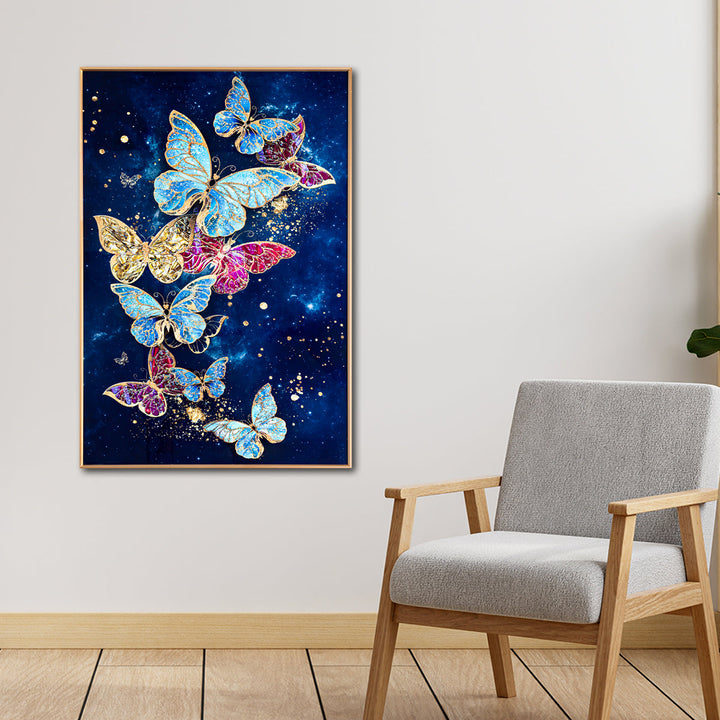 The Dance of Butterflies Framed Crystal Glass Decorative Wall Painting Bedroom