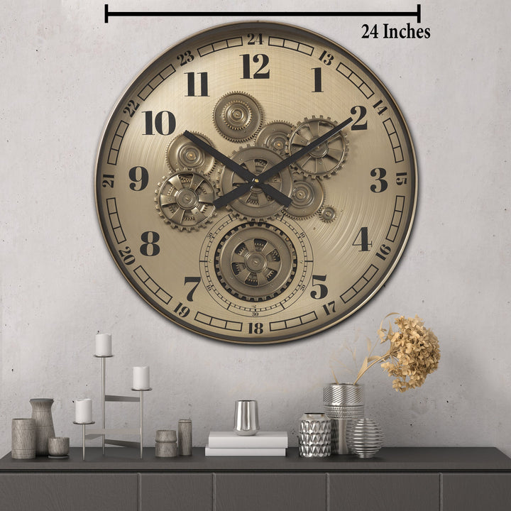 Infinity Dial Luxury Antique Wall Clock For Living Room With Moving Gear Mechanism Buy Wall Clock Online - Big (Steel Body)