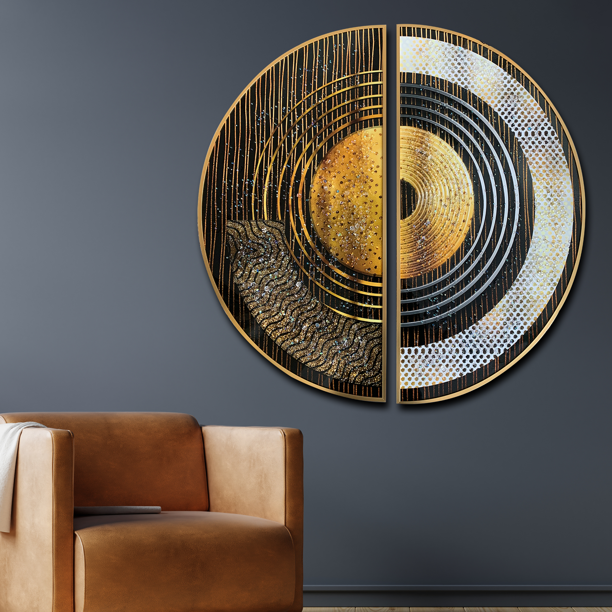 Solar Eclipse Elegance Crystal Glass Decorative Wall Painting Bedroom & Wall Decoration items