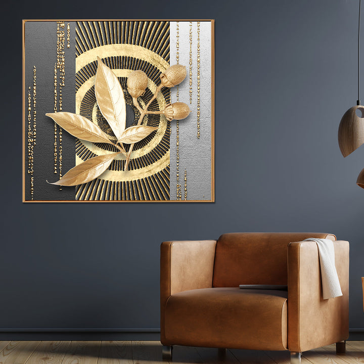 Golden Leaf Radiance Canvas Wall Art Print