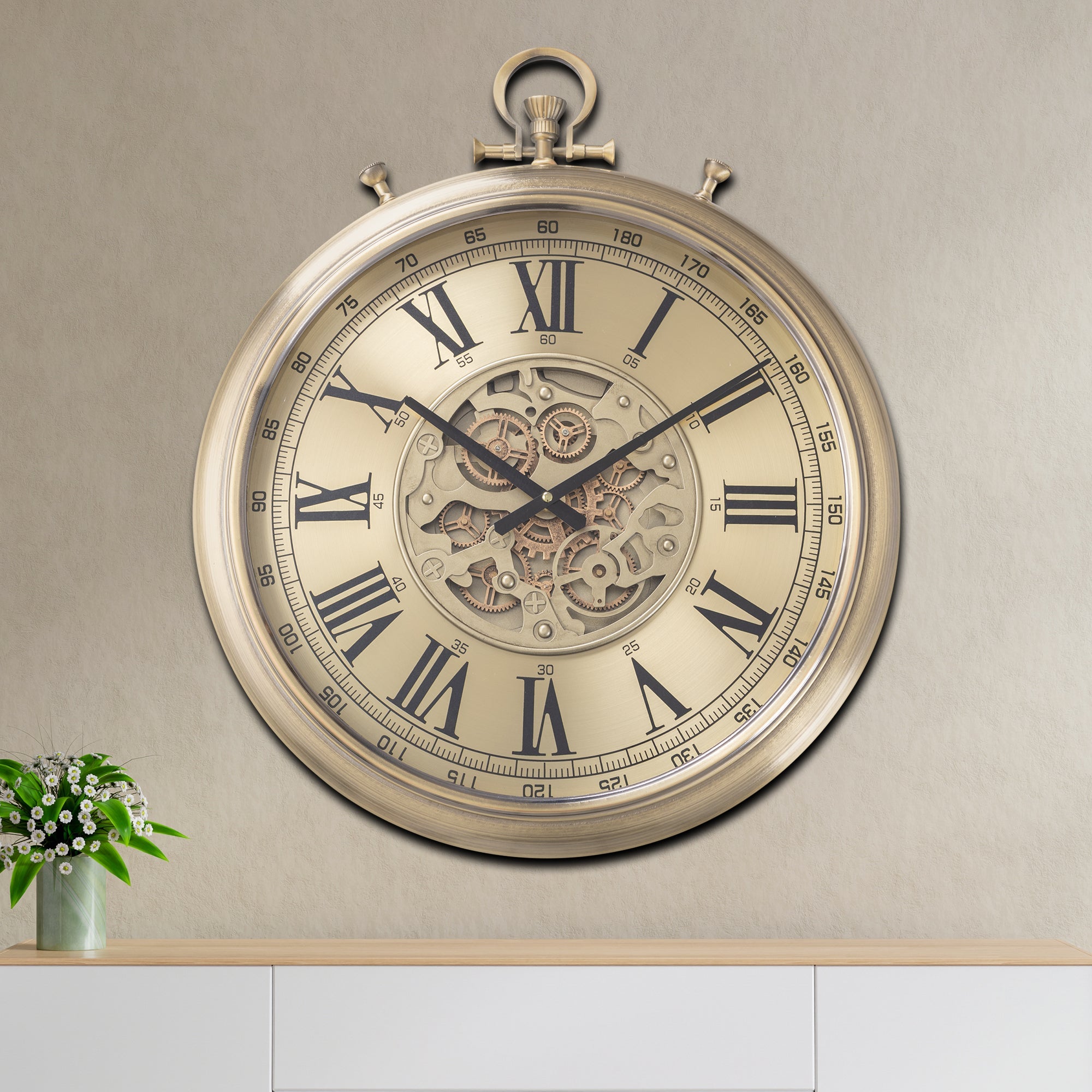 Time Weave Luxury Antique Wall clock For Living Room With Moving Gear Mechanism Buy Wall Clock Online (Steel Body)