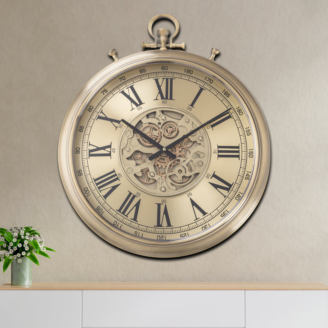 Time Weave Luxury Antique Wall clock For Living Room With Moving Gear Mechanism Buy Wall Clock Online (Steel Body)