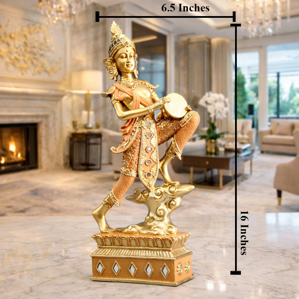 Golden Beat Buddha Home Decoration Showpiece & Items for Room Decoration