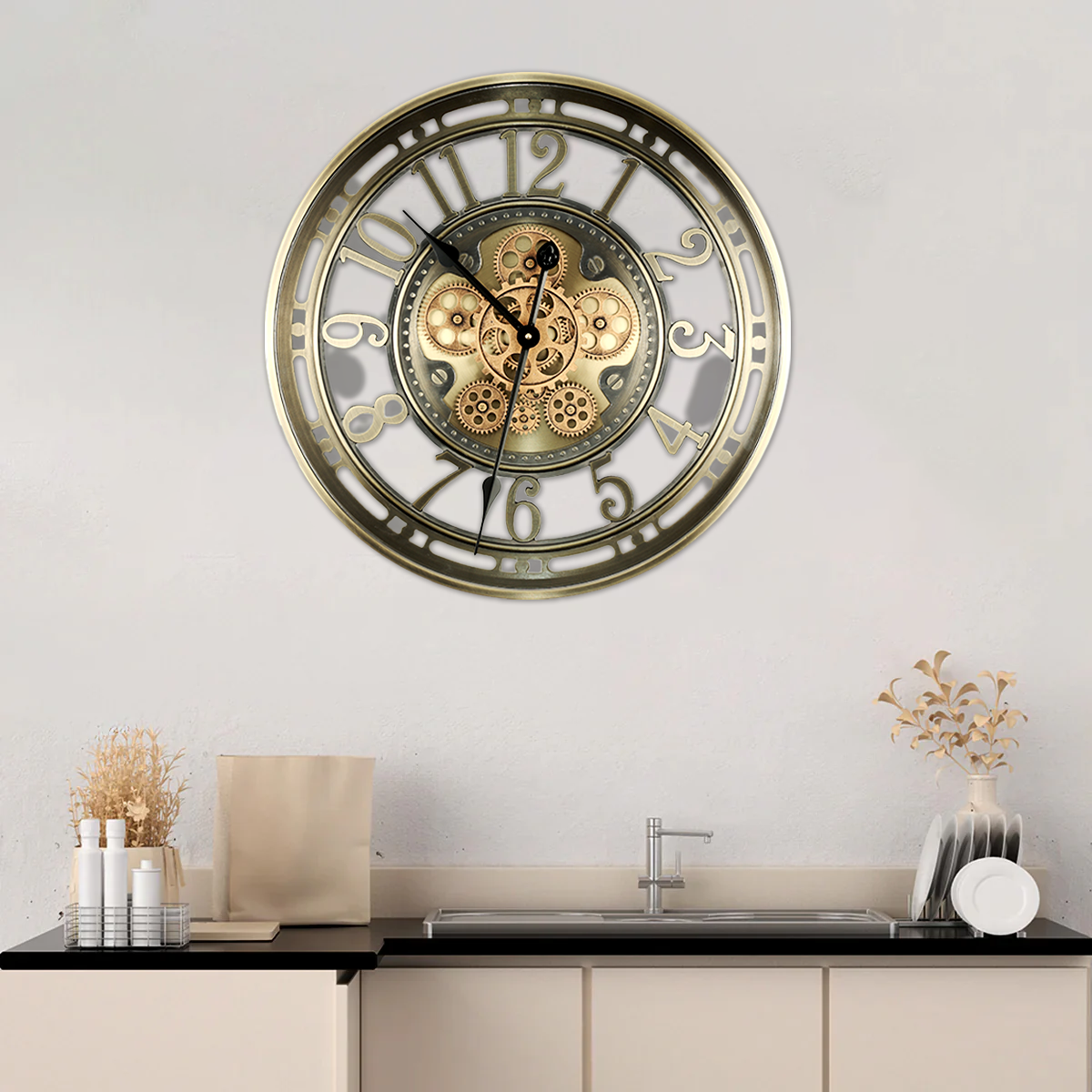 Minute Master Luxury Designer Watches Wall Clock Online With Moving Gear Mechanism Buy Wall Clock Online (Gold) (Steel Body)