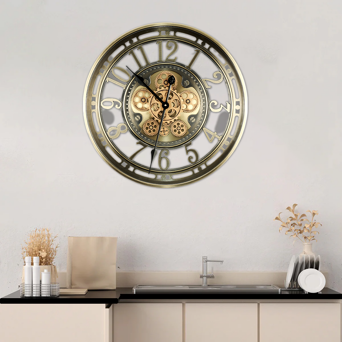 Minute Master Luxury Designer Watches Wall Clock Online With Moving Gear Mechanism Buy Wall Clock Online (Gold) (Steel Body)