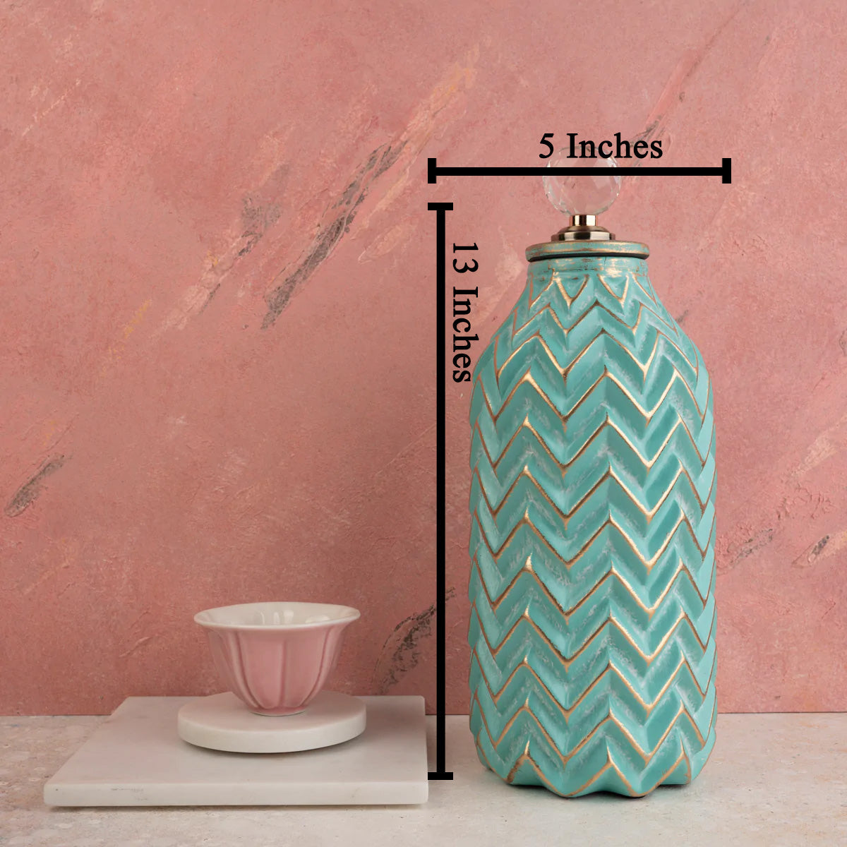 Charismatic Chevron Ceramic Decorative Vase And Showpiece Set - Big