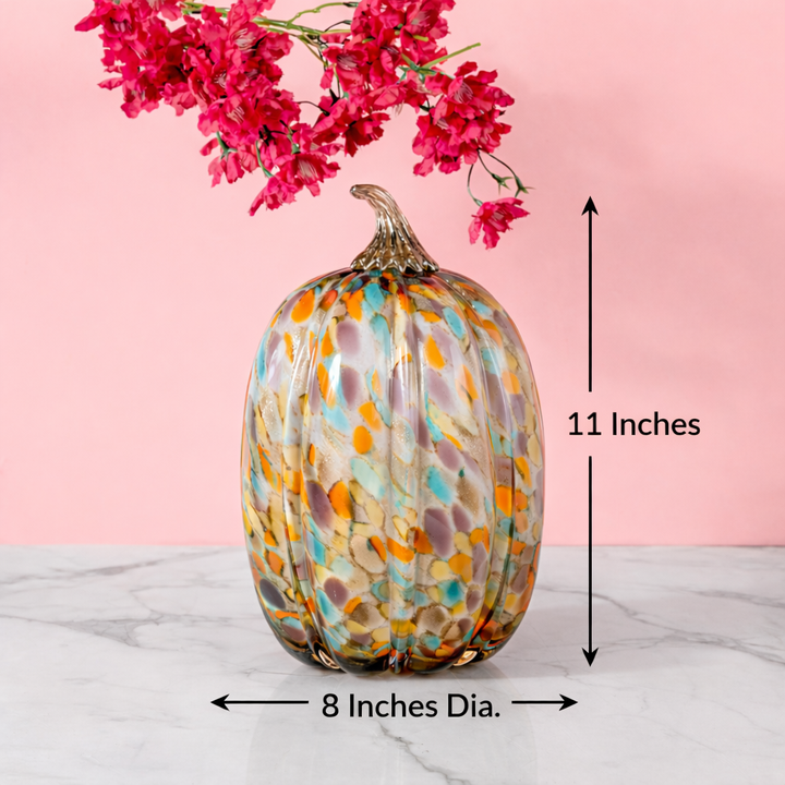 Harvest Glow Handblown Glass Pumpkin Decorative showpiece - Big